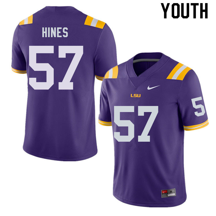 Youth #57 Chasen Hines LSU Tigers College Football Jerseys Sale-Purple